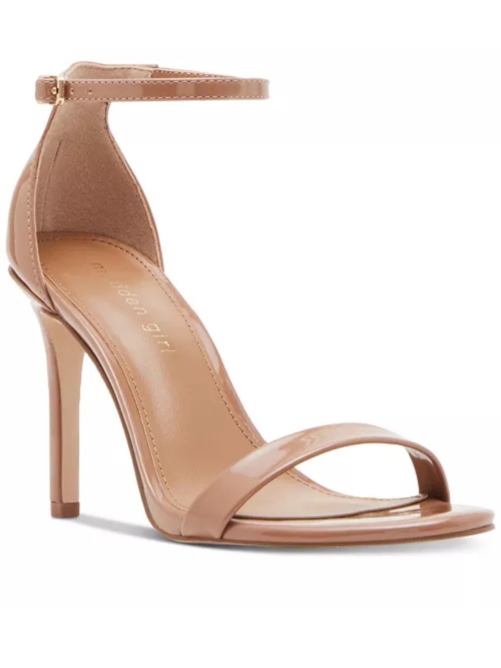 Madden Girl Nude Patent Ankle-Strap Stiletto